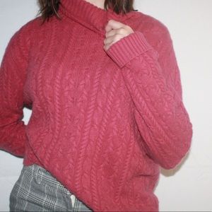 Blush red 100% cashmere vintage turtleneck sweater